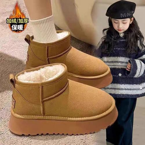 加绒厚底女童百搭雪地靴