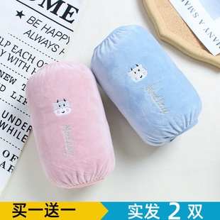 冬季韩版成人奶牛可爱毛绒袖套女短款办公工作防脏套袖儿童护袖头