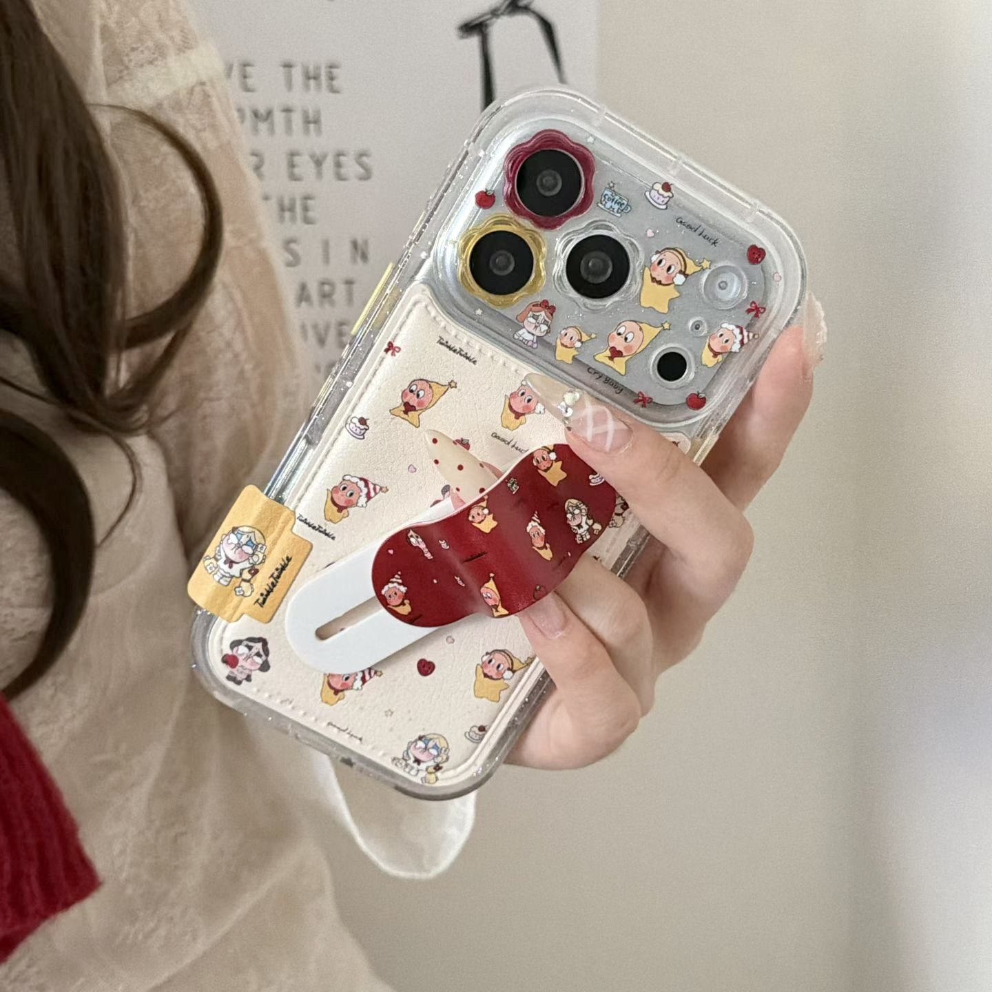 DanDan花边镜头可爱星星人哭娃卡通小人物iPhone17新款手机壳ins适用苹果16/15pro创可贴支架防摔皮质保护套,3C数码配件,手机保护套/壳,淘宝优惠券,粉丝福利购,淘宝优惠卷