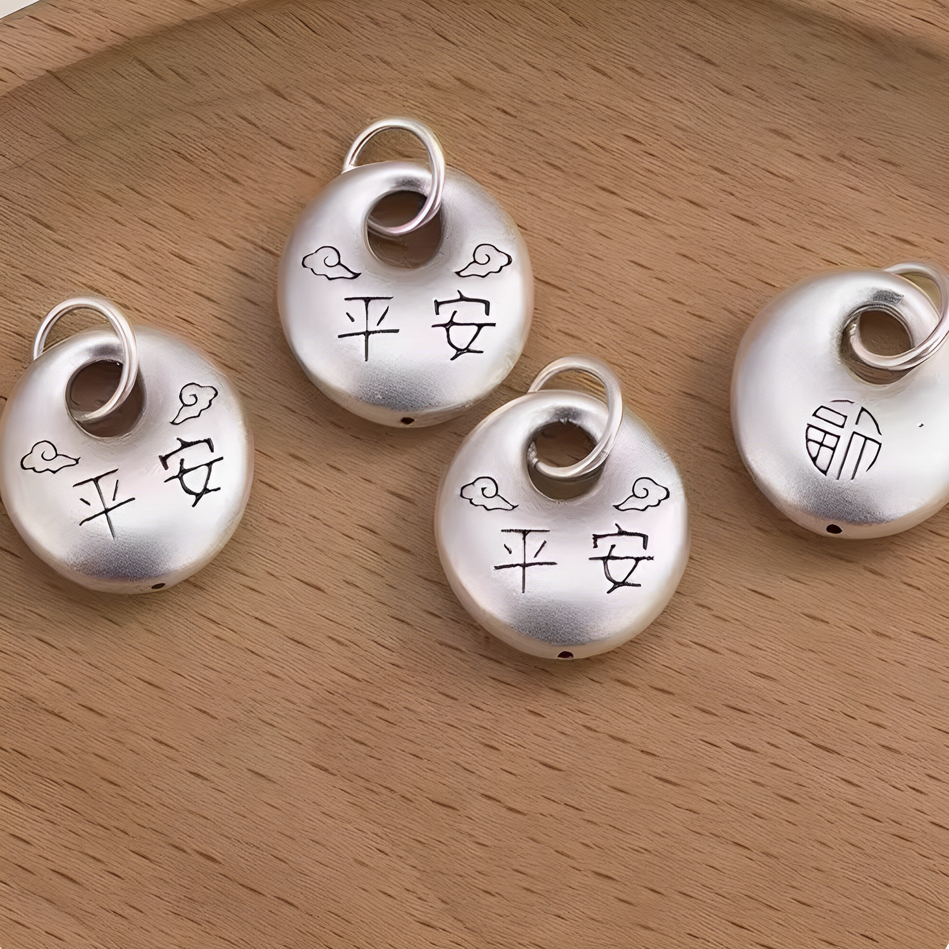 平安福3D工艺足银小挂件串件