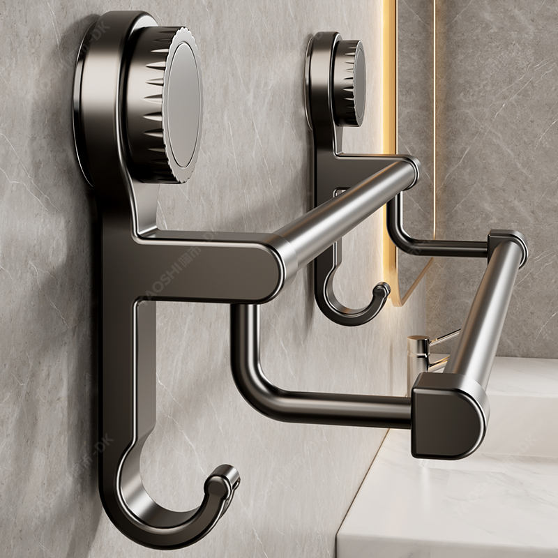 吸盘式毛巾架卫生间免打孔浴室浴巾置物架子厕所壁挂太空铝毛巾杆
