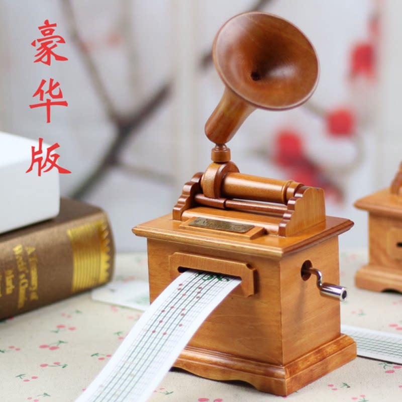 DIY 손으로 크랭크 종이 뮤직 박스 나무 축음기 뮤직 박스 크리 에이 티브 가장 친한 친구 생일 중국 발렌타인 데이 선물