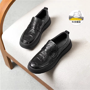 男鞋 百搭休闲皮鞋 春秋款 牛皮软底爸爸鞋 A1842AM5 一脚蹬商务鞋 同款