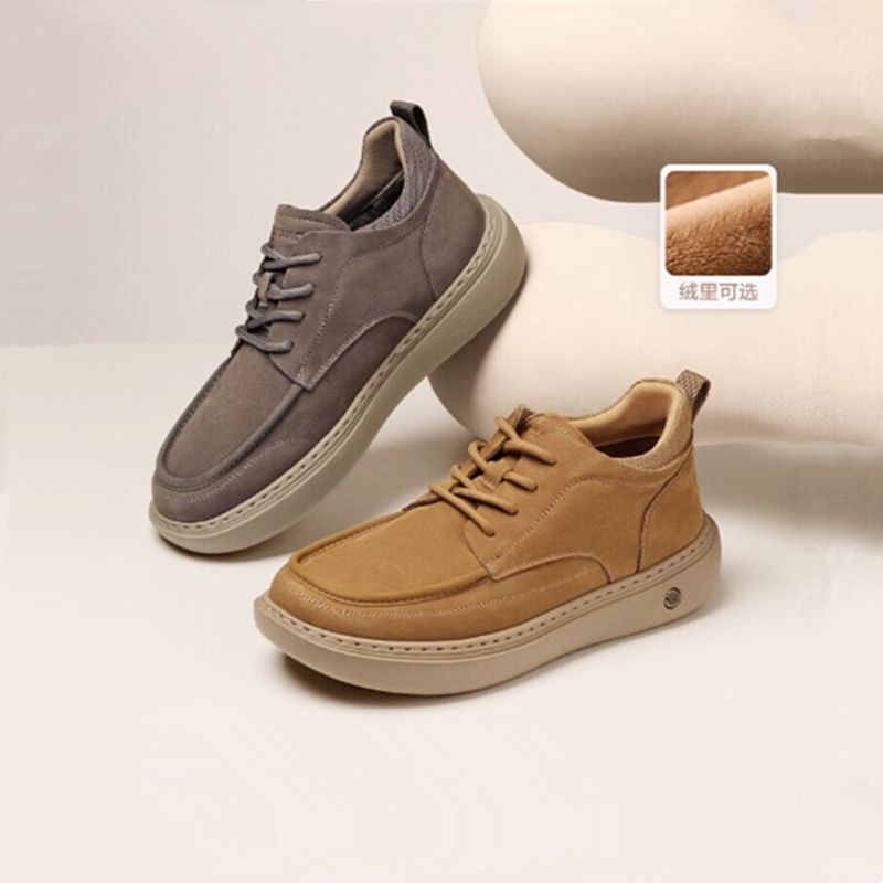 男鞋加绒保暖高帮工装鞋牛皮