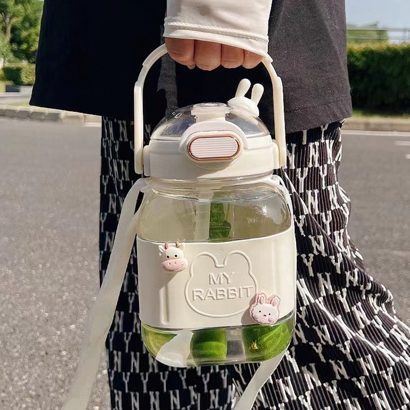 水杯女生夏季高颜值带吸管大肚耐高温瓶大容量带茶漏吨桶吨壶杯子