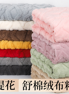 双面提花舒棉绒布料秋冬季加厚保暖睡衣居家服盖毯毛毯羊羔绒面料