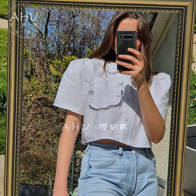 纯白定制小众春夏娃娃衫棉