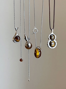 天然石毛衣链高领毛衣配饰秋冬曼德拉配色复古新中式国风新款颈链