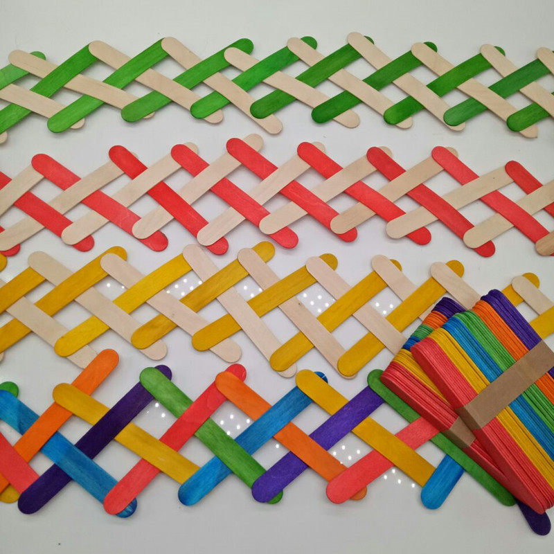 儿童益智diy手工雪糕棒冰棍拼插成品多米诺纸牌花式幼儿园彩色