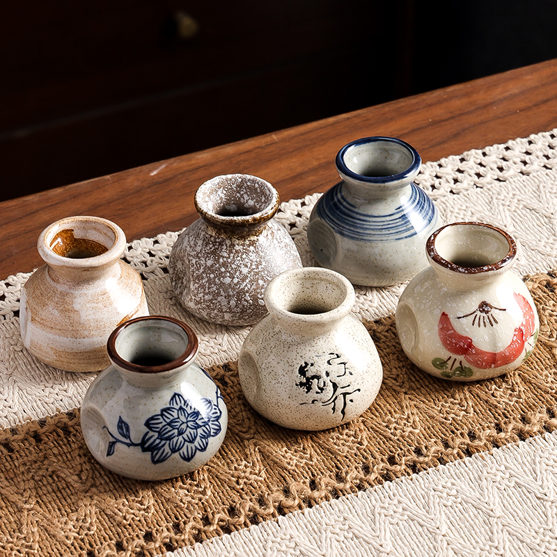 日式复古陶瓷牙签筒牙签盒牙签罐牙签瓶干冰盅瓶粗陶家用个性创意
