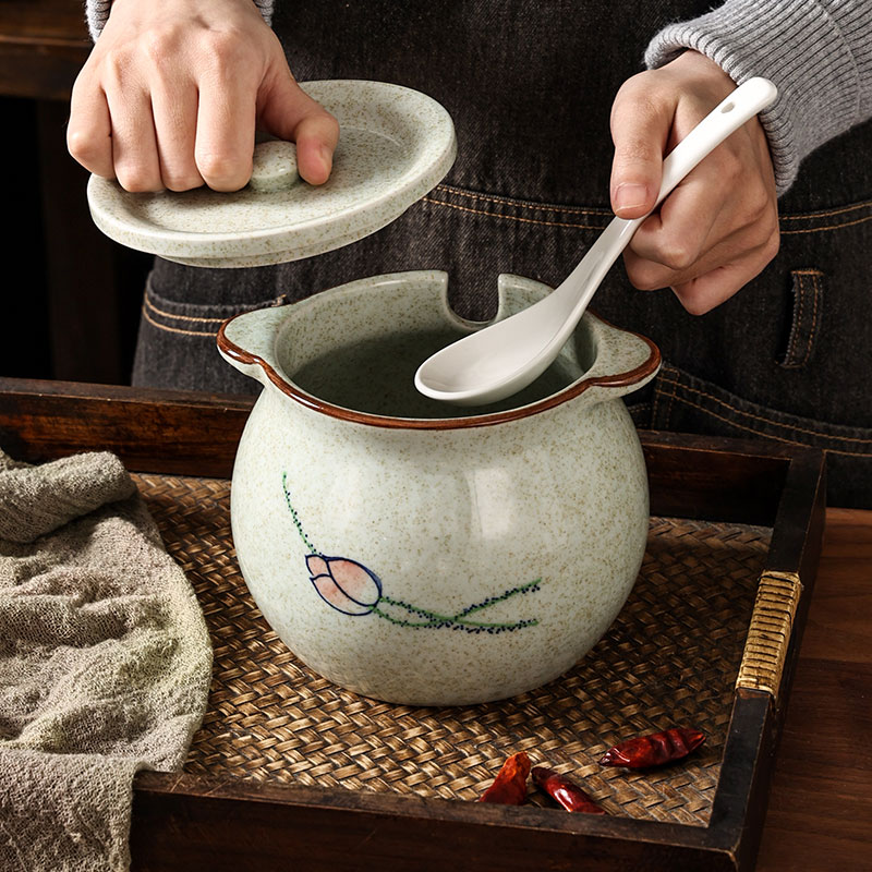 家用陶瓷耐高温带盖油罐油罐罐子