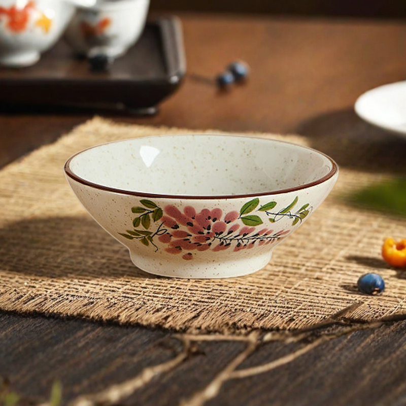 中式复古陶瓷家用碗釉下彩喝酒米酒碗火锅蘸料碗小汤碗拌面碗饭碗