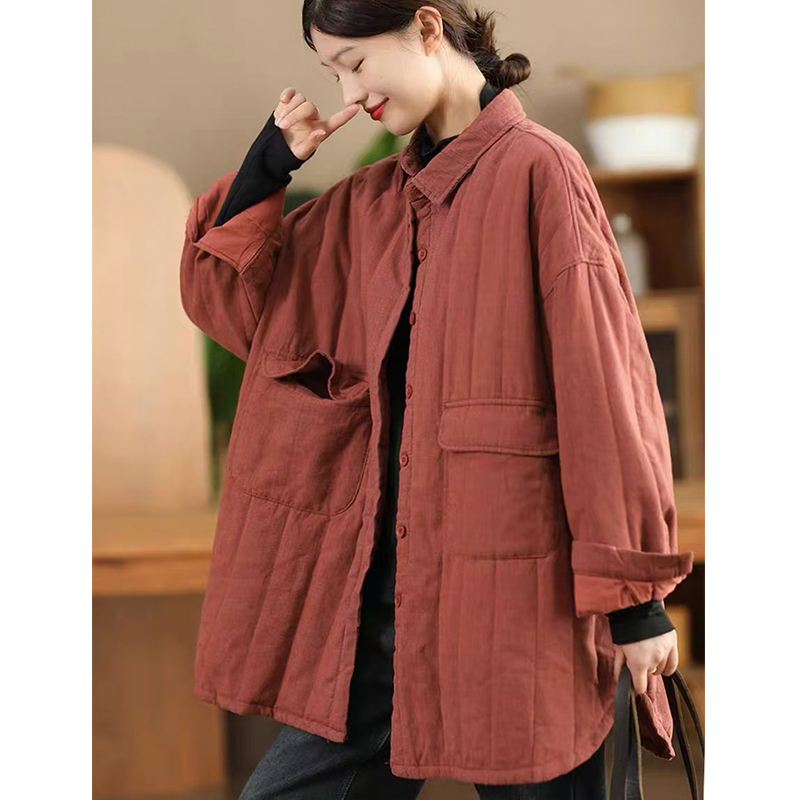 柒白冬季宽松休闲夹棉加厚棉服