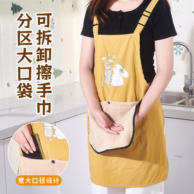 可擦手围裙厨房家用2025新款工作服女上班防泼水防油餐饮专用罩衣