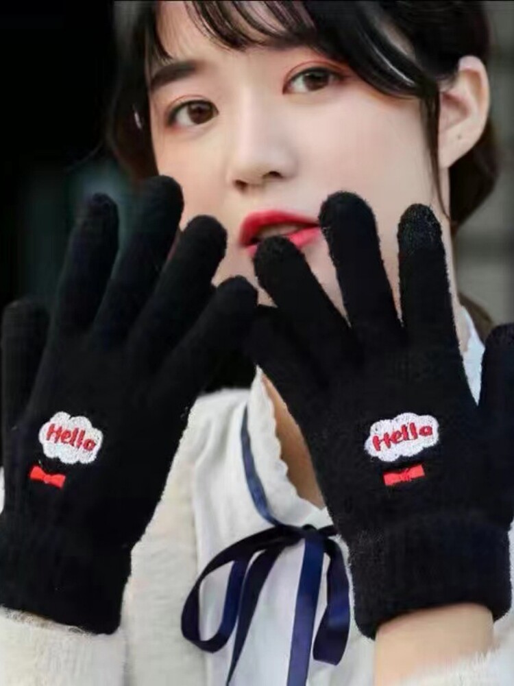 여성용 겨울 INS 스타일 장갑 따뜻하고 귀엽고 벨벳 터치 스크린 두꺼운 학생용 장갑 방한 사이클링용 두꺼워짐 방한