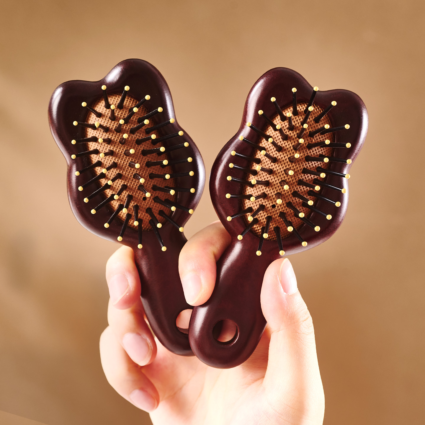 轻奢檀木气垫梳迷你便携小梳子