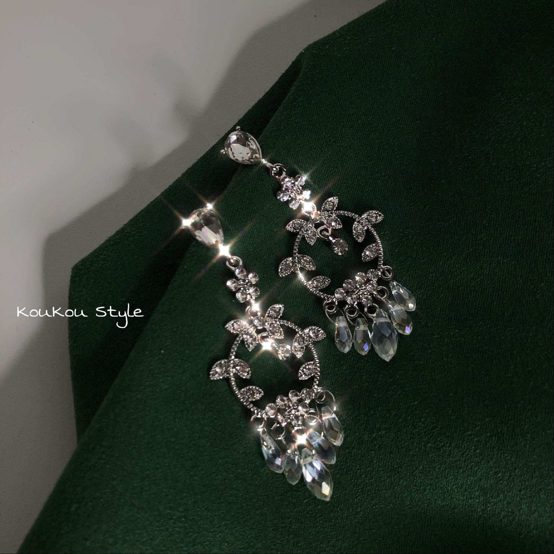 复古巴洛克水晶吊坠耳环bling水钻雕花流苏耳坠耳环女