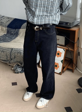 RonnShop日系宽松复古cleanfit直筒翻毛抓绒休闲裤vintage