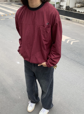 RonnShop日系宽松复古潮流街头红色防晒服cleanfit