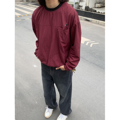 宽松复古RonnShop日系红色防晒服