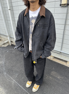 RonnShop日系街头美式复古做旧水洗重磅夹克外套