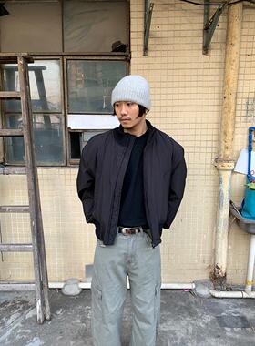 RonnShop日系宽松复古休闲街头纯色黑色飞行员夹克棉服