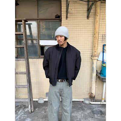 日系休闲街头黑色棉服