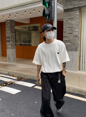 RonnShop日系街头复古Vintage印花重磅320g纯棉三色T恤