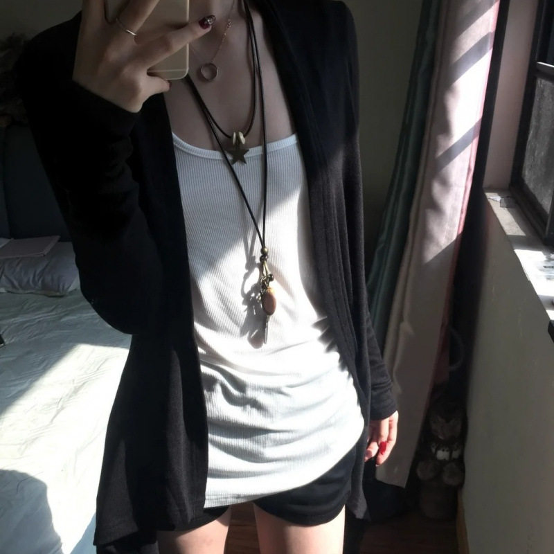 冷淡系穿搭一整套吊带开衫外套初秋穿搭高级感韩系慵懒松弛感套装