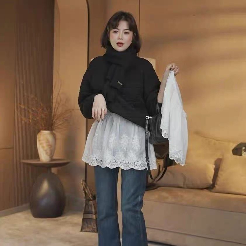 白色蕾丝屁帘半身裙2025秋冬新款大码叠穿百搭遮屁股短款打底裙女