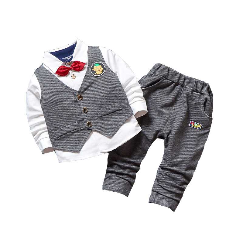 Boy giáp Gentleman áo ba mảnh set 2 mùa xuân 3 trẻ em nhỏ phù hợp với 4 bé cài áo 1 năm triều cũ.