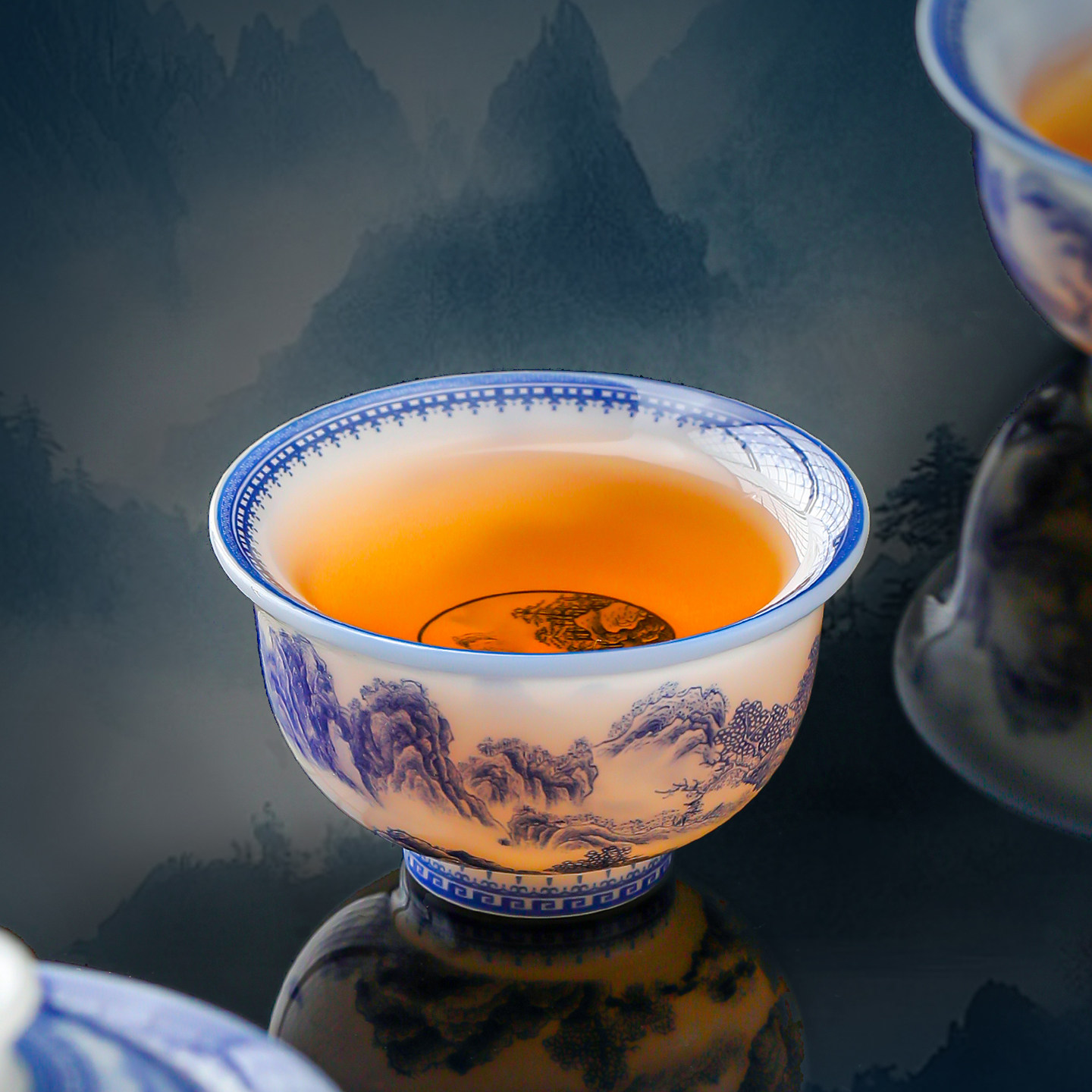青花瓷釉中彩冰种主人杯陶瓷功夫茶具茶杯品茗杯复古中式茶盏茶碗