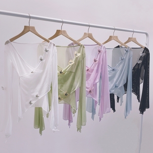 蝴蝶网纱衣古典舞蹈服练功服舞韵身韵形体服基训服演出服喇叭袖