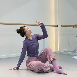 学生舞蹈服女套指长袖 显瘦古典舞现代舞中国舞练功艺考形体服 修身