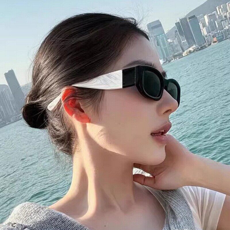 欧美高级感名媛气质黑白拼接熊猫色墨镜女款潮小圆脸夏季太阳眼镜