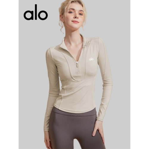 AIo半拉链瑜伽服女秋冬紧身运动长袖跑步健身外套训练普拉提上衣