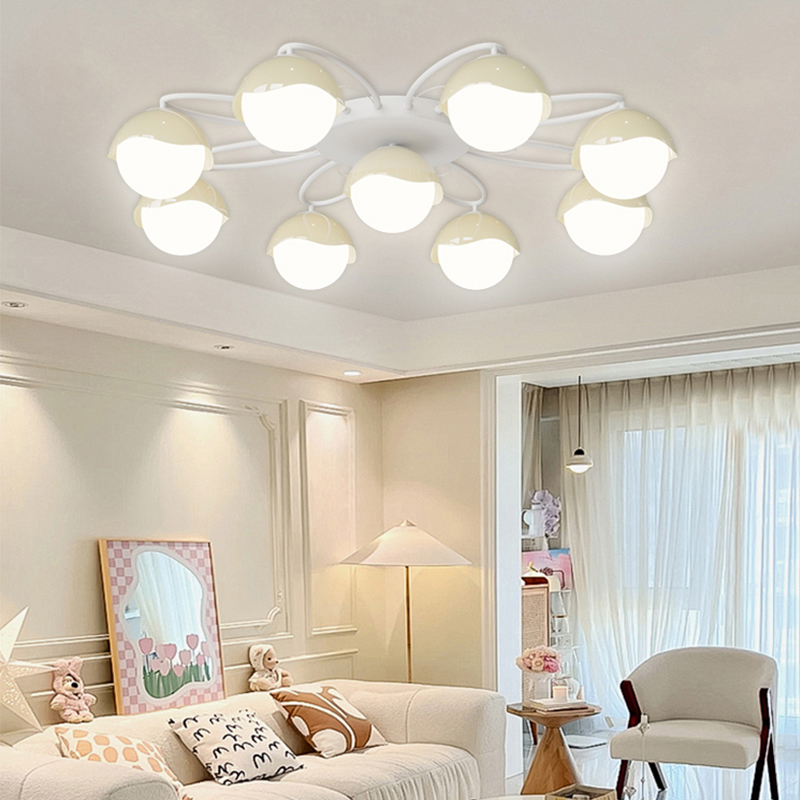 灯氏奶油风简约风扇灯客厅卧室餐厅吊灯现代白色多头照明吸顶灯