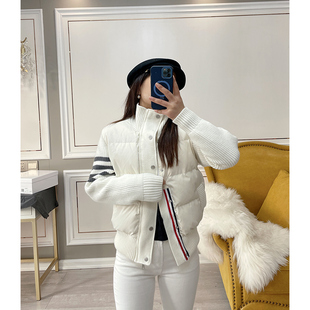 李媚儿 品质货!TB立领针织袖拼接白鸭绒羽绒服 2024加厚短外套女