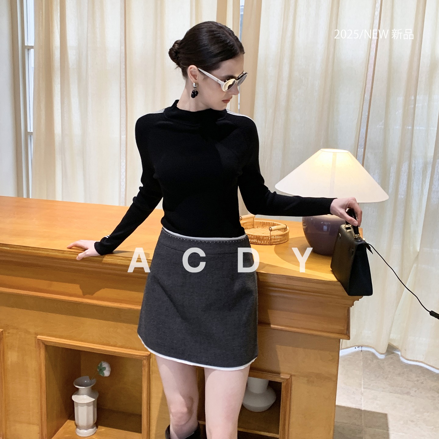 ACDY【名流华彩·随心搭2.0】高领长袖针织衫女百搭修身显瘦上衣