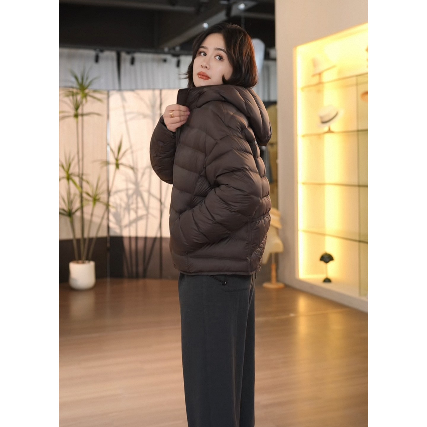 ACDY【暖冬絮语·轻暖胶囊】排骨羽绒服女黄色轻羽绒外套拉链设计