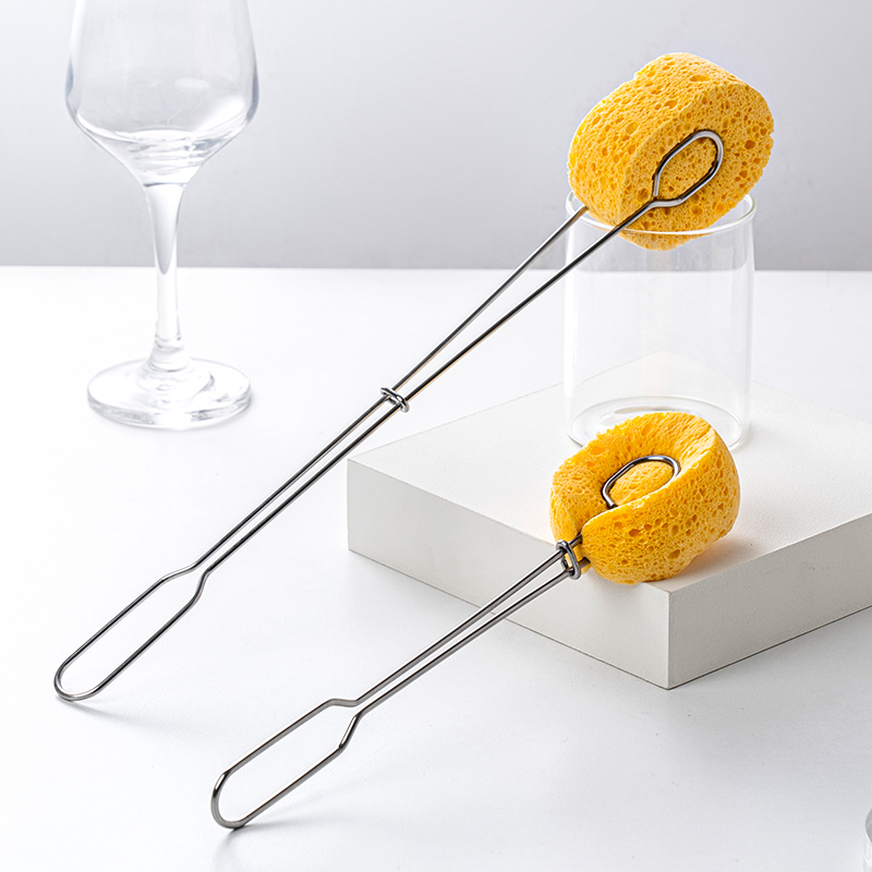 不锈钢洗杯刷可替换刷头仿丝瓜络家用长柄海绵清洁刷子厨房清洁刷