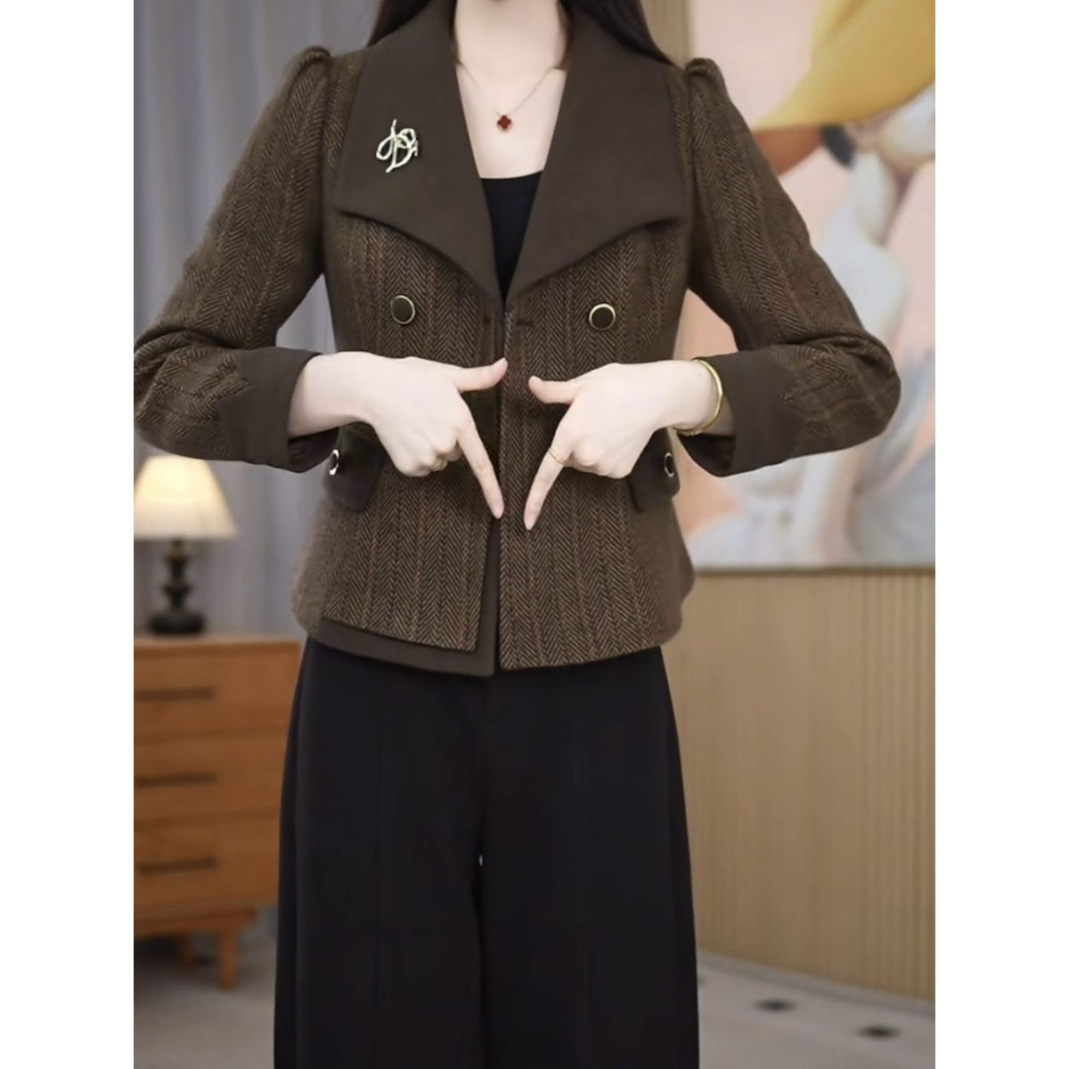 长袖百搭修身高级感通勤上衣2026秋季新款小个子收腰显瘦外套女