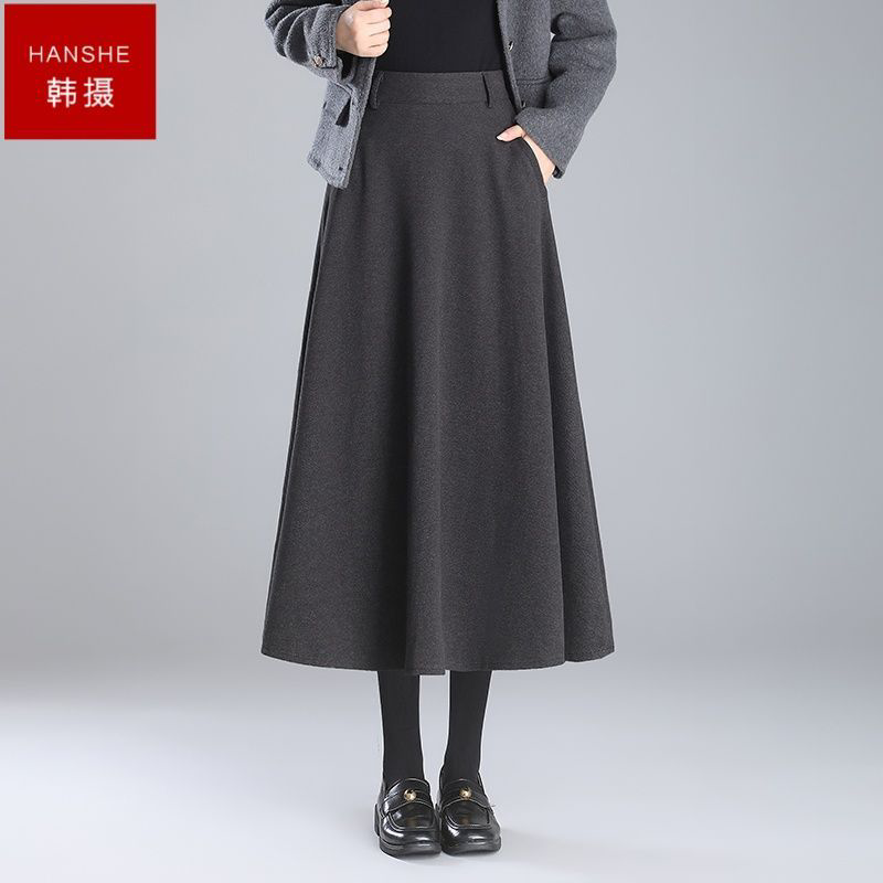 韩摄秋冬新款时尚半身裙2026高腰显瘦遮肚遮跨中长款气质垂感裙子