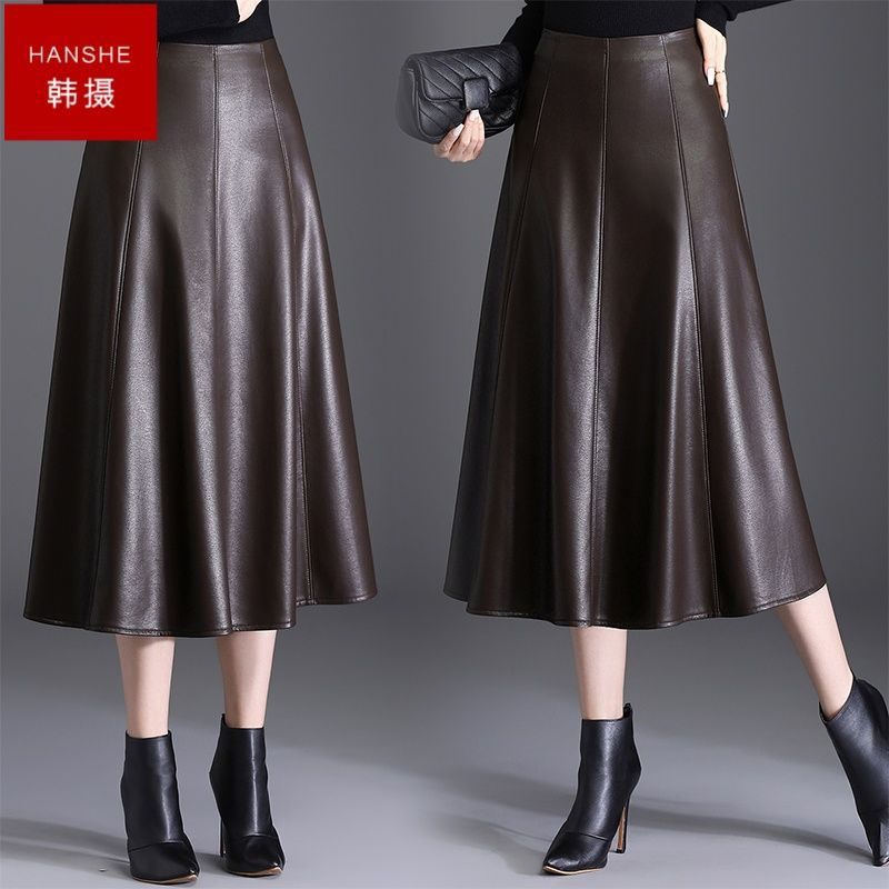 韩摄简约半身裙女秋款百搭中长裙遮肉显瘦日常通勤氛围感女士裙装