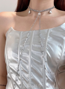 BRNT 轻奢镶钻项链身体链一体纯欲性感高级感辣妹风比基尼后背链