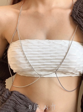 BRNT 超闪水钻身体链不锈钢水晶链简约精致沙滩bikini性感胸链女