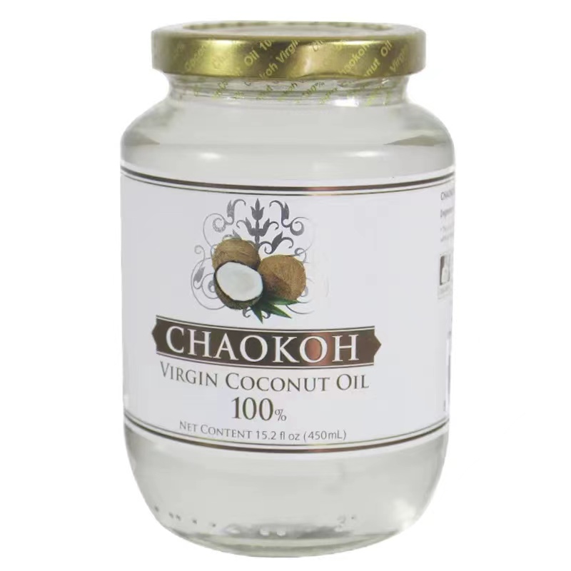 俏果天然冷榨椰子油450ml 泰国进口初榨食用油护肤护发烘焙生酮油