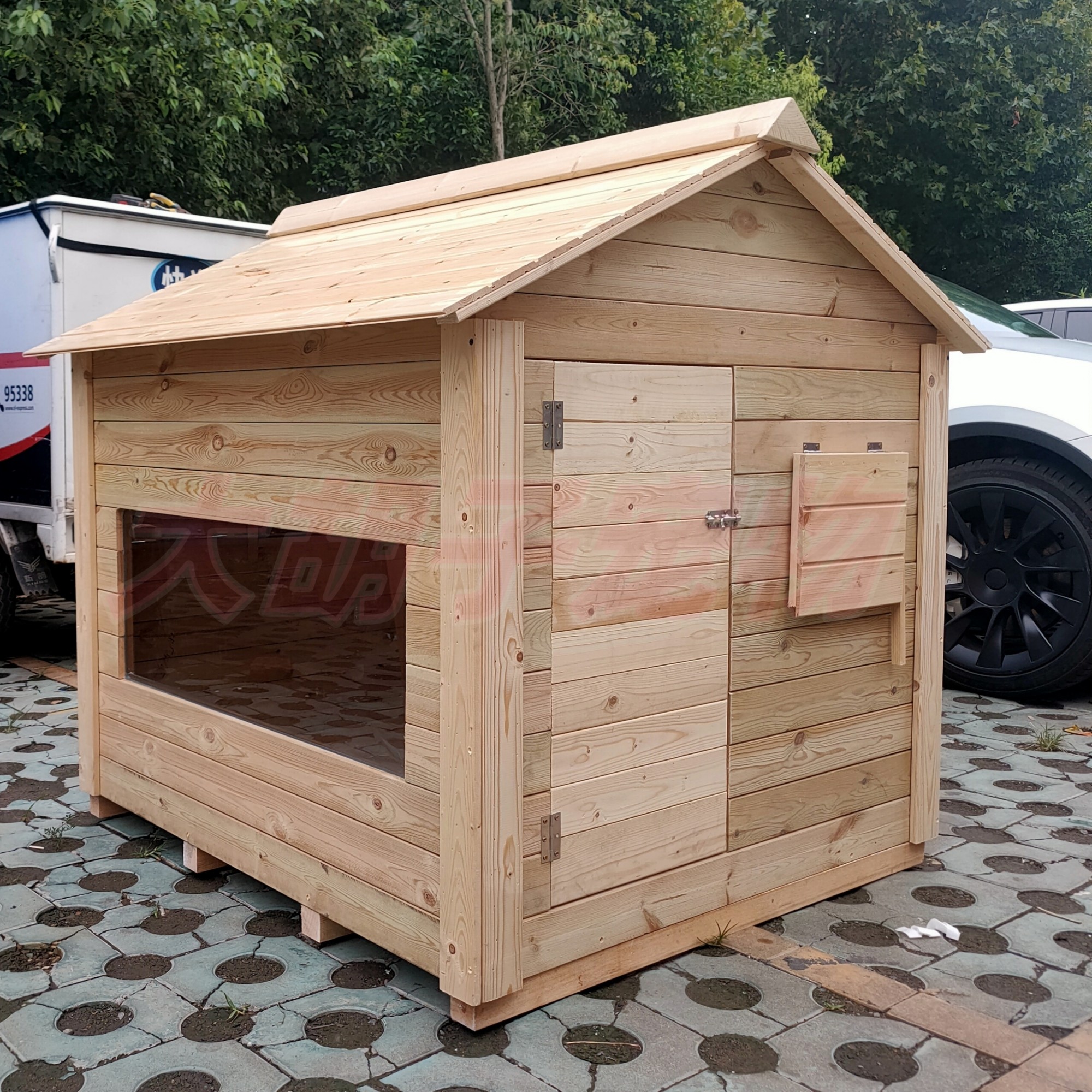 定制室外内防雨防晒实木宠物窝猫窝猫屋狗窝宠物猫狗房子户外狗屋