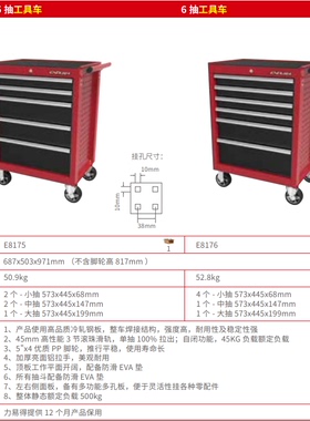 力易得鑫峰系列5抽6抽工具车E8175/E8176