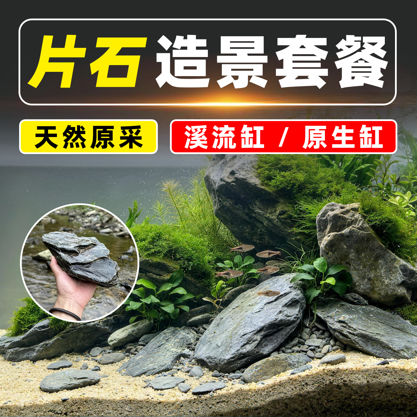 原生态溪流石片石鱼缸整缸套餐南美缸造景石主石乌龟晒台大块爬台,宠物/宠物食品及用品,造景/装饰,淘宝优惠券,粉丝福利购,淘宝优惠卷